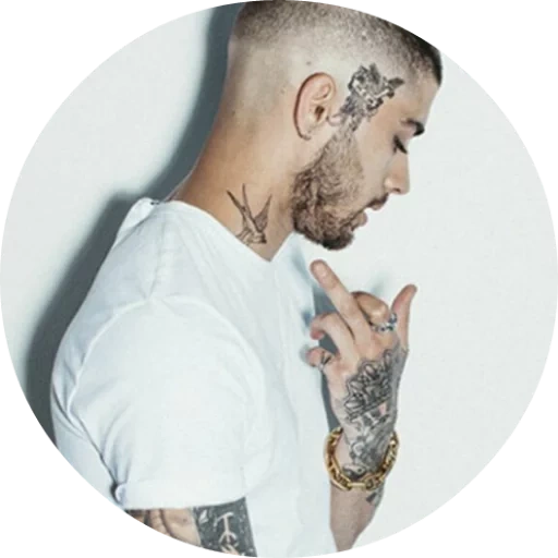 pack, zain malik, men's head tattoo