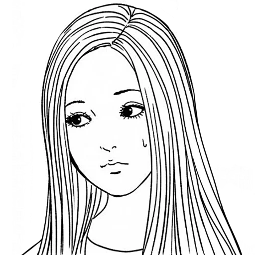 pelo, mujer joven, anime chb ld, dibujo en cascada de corte de pelo