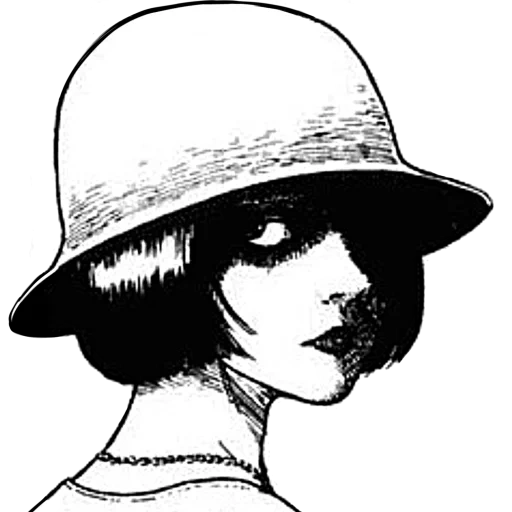 wanita muda, dzyunji, topi siluet wanita, menggambar topi gadis