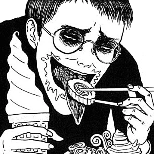 male, ito junji, ink cartoon, ukumaki junji ito, that's not an ink comic book