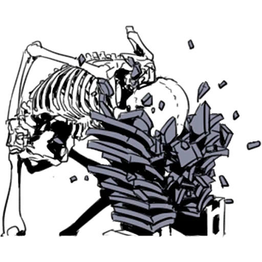 squelette, skeleton, illustration, comics légendaires du monde de la guerre, croquis de câlin de squelette
