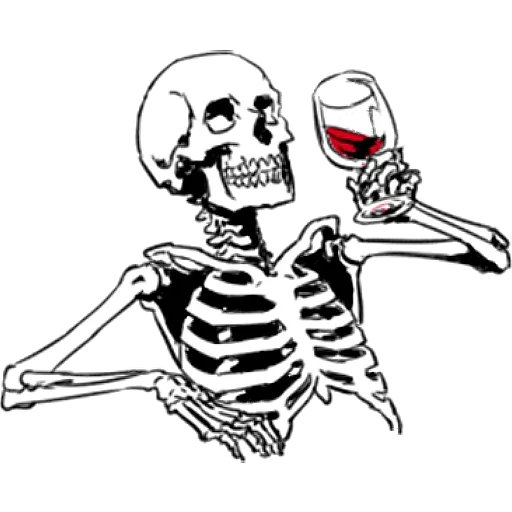 squelette, flacon, skeleton, mème squelette, squelette de consommation d'alcool