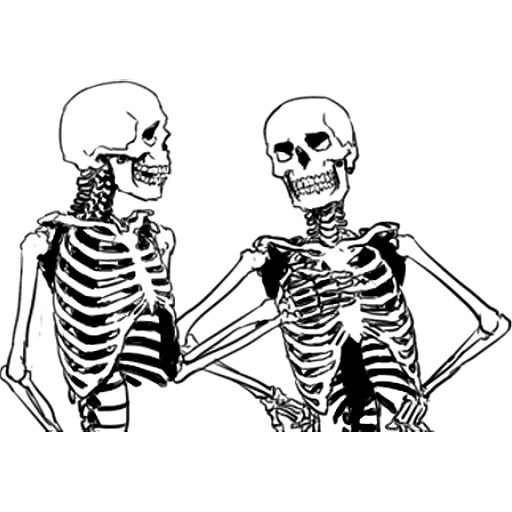 скелет, скелет арты, скелет рисунок, скелет рисования, целующиеся скелеты