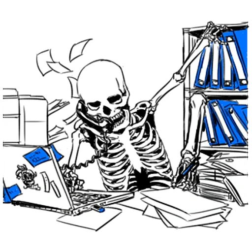 skeleton, skeleton drawing, cool drawings skeleton, skeleton at the computer clipart