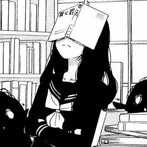 anamun panic, anime girls, anime drawings, anime is black white, anime drawings of girls