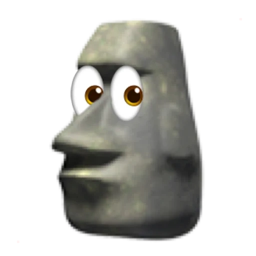 patung moai, muka batu, wajah mem face, moai stone emoji, wajah senyum patung batu