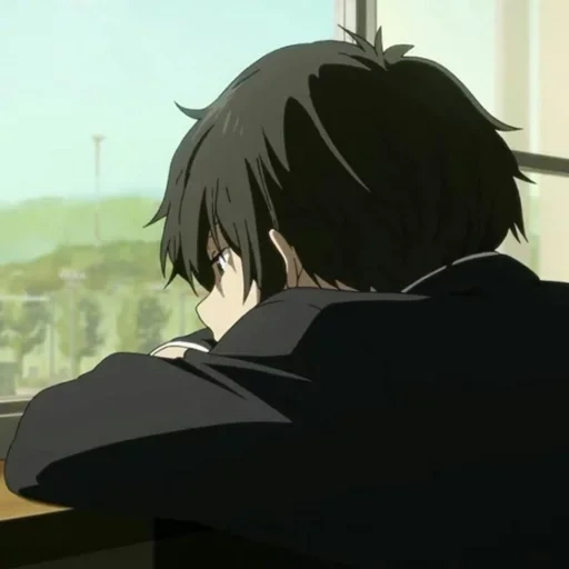 imagen, el anime es triste, personajes de anime, anime el chico está triste, el anime es un tipo triste