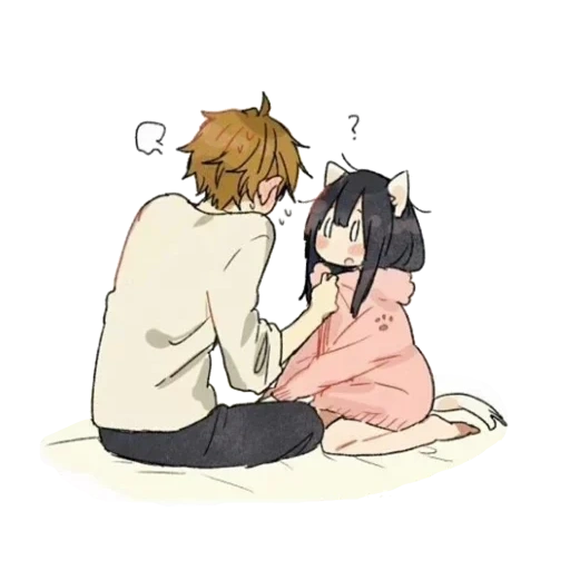couples d'anime, couples mignons d'anime, anime manga romance, embrassant uchiko tenkun, j'adore les câlins d'anime