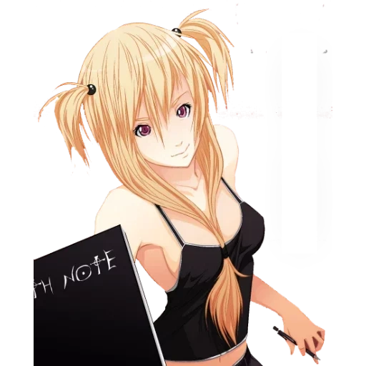 animation, mesa aman, cartoon blonde hair, death notebook l, amane misa white background