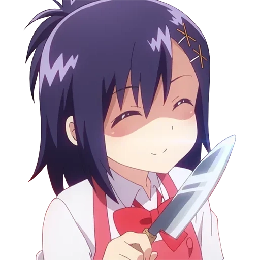 tian with a knife, dropout anime, gabriel dropout, gabriel dropout anime, gabriel throws vignetta school