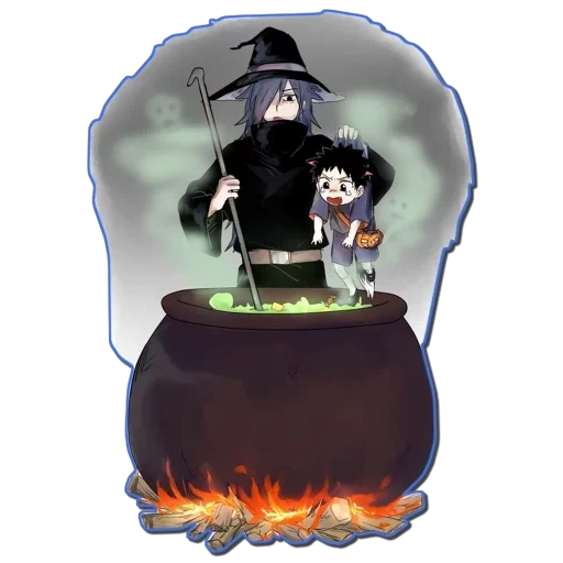 the steam of the witch boiler, madara uchiha chibi, madara uchiha naruto, obito anime halloween, halloween boiler of the witch