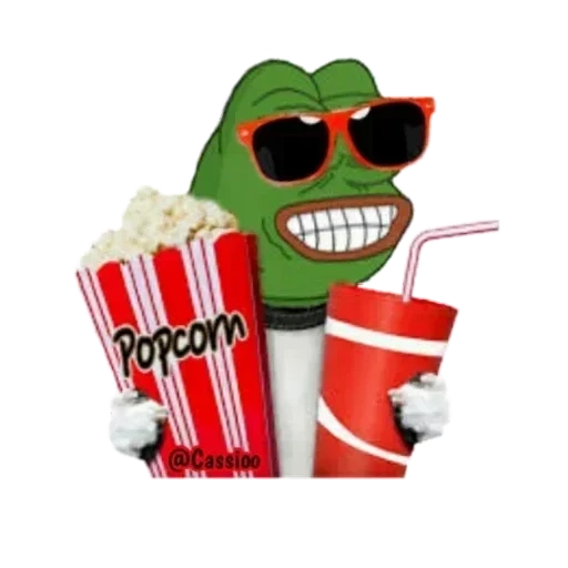 pepe popcorn, the dog is popcorn, view popcorn art, bunte hunde, new year's drawing of cinema tickets