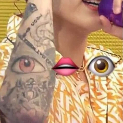 giovane donna, umano, bts june tattoo, crollage art cheekone, l'arte del collage
