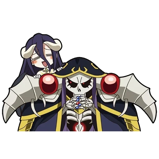 albedo, overlord, chibi ainz overlord, chibi overlord momong