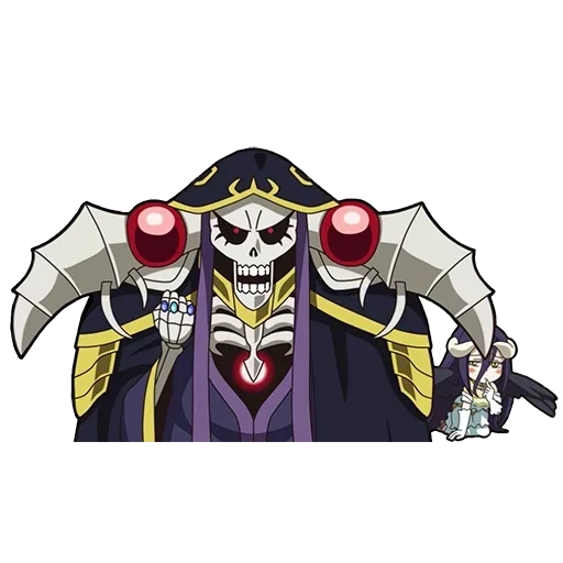 albédo, ainz oul gong, momong overlord, chibi overlord momong