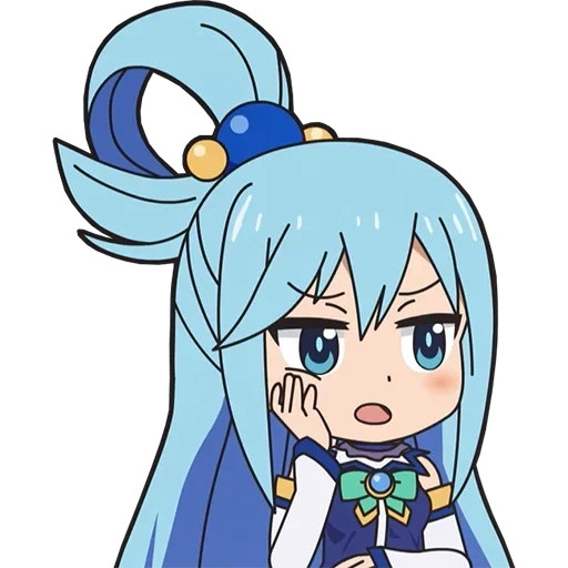 chibi, anime, kono suba, aqua konosuba, ikan dewa anime