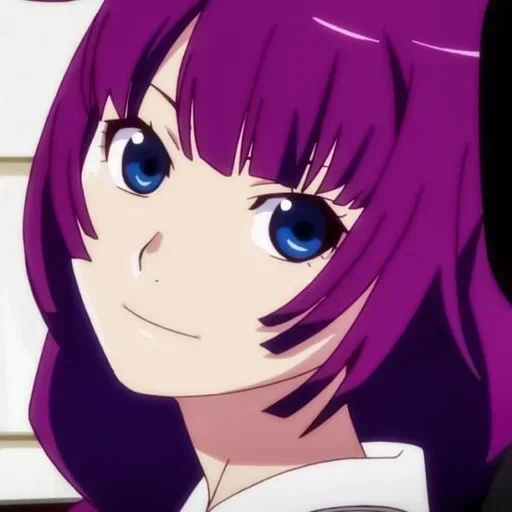 anime girl, cartoon characters, purple cartoon, senjegahara hitagi, senjougahara hitagi