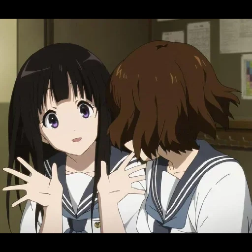 рисунок, хёка hyouka, hyouka аниме, хотару читанда, эру читанда маяка ибара