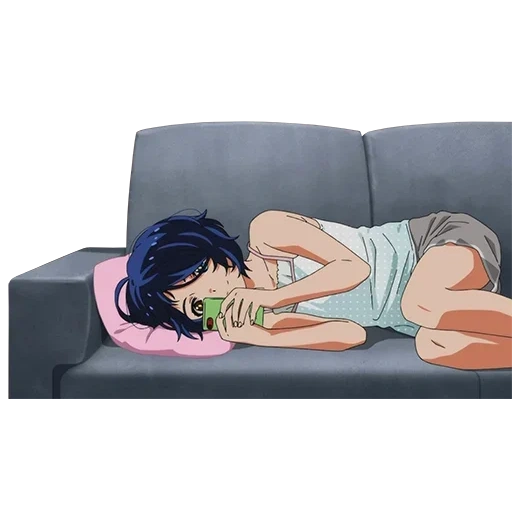 animação, figura, deitada na cama, personagem de anime