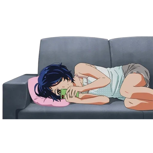 anime, immagine, giace il letto, personaggi anime