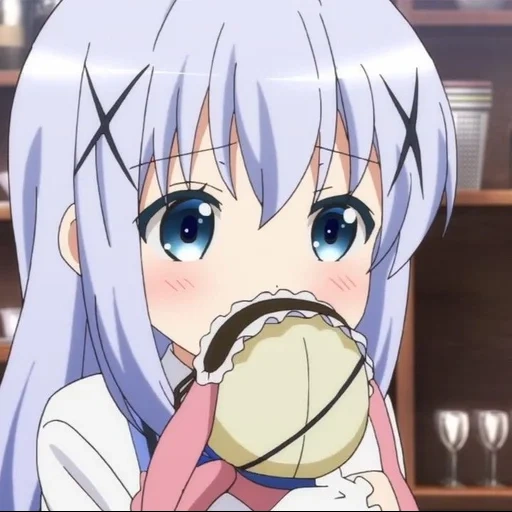 animação, kafu chino, menina anime, menina anime