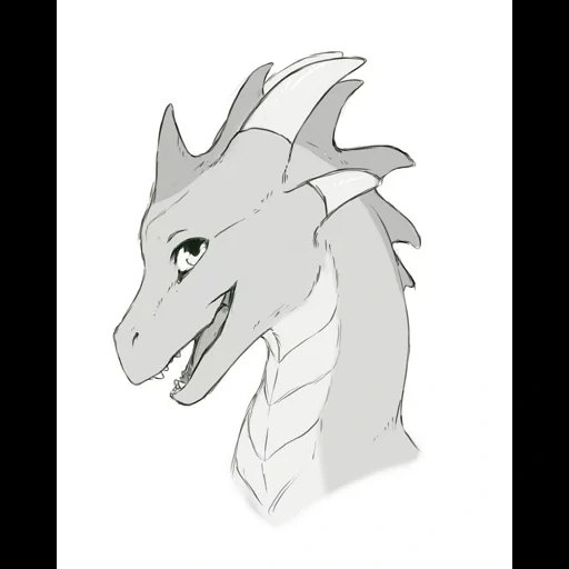 esboço dragão, padrão dragão, lápis de dragão, o focinho do dragão lateral, dragão de desenho a lápis
