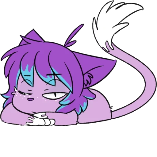 animation, anime, character, cartoon character, purple cat