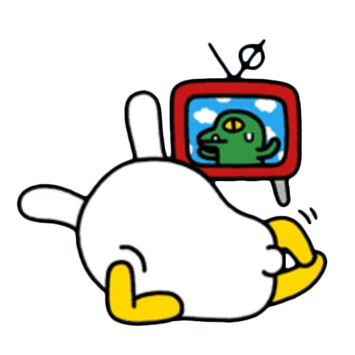 cartoon, tv set, play games, kakao friends muzi, cartoon tv