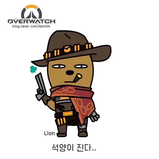 capture d'écran, mccree chibi, bill le cowboy, cowboy coq, yakuza bear