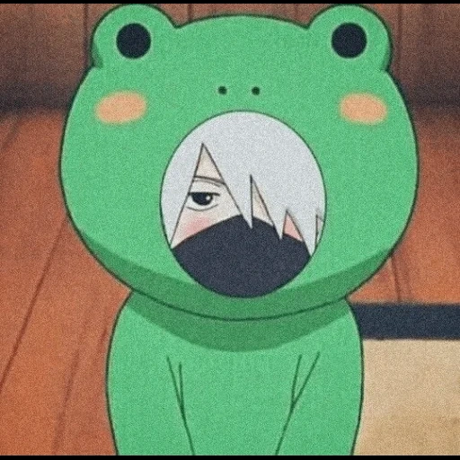 наруто, какаши аниме, какаси хатакэ, аниме мем лицо, пейн маленький зелёном костюме жабы