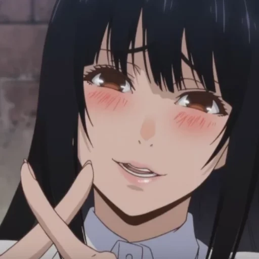 figura, kakegurui, yumeko kakegurui, estimulación loca de animación, la loca emoción de kakkurui