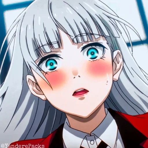 kakegurui, ryrika de momobes, personajes de anime, anime loco emoción, excitación loca kakegurui