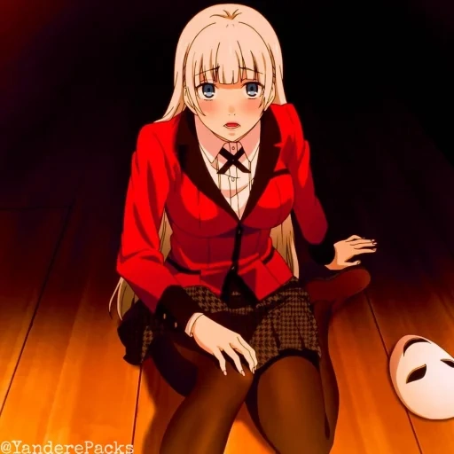 kakegurui, chicas de anime, personajes de anime, ryrika emoción loca, excitación loca kakegurui