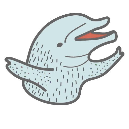 la balena, che cosa, gli animali, sketch di delfini, grazioso modello di pastinaca