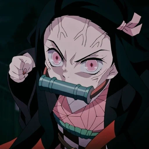 nezuko, descarregando demônios, a lâmina é um demônio dissecador, lâminas não zuco cortando demônios, anime blade cutting demons non zero