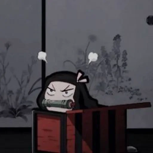 image, nazuko kamado est en colère, en colère nezuko dans la boîte, box mal non zuco, nezuko est en colère contre la boîte