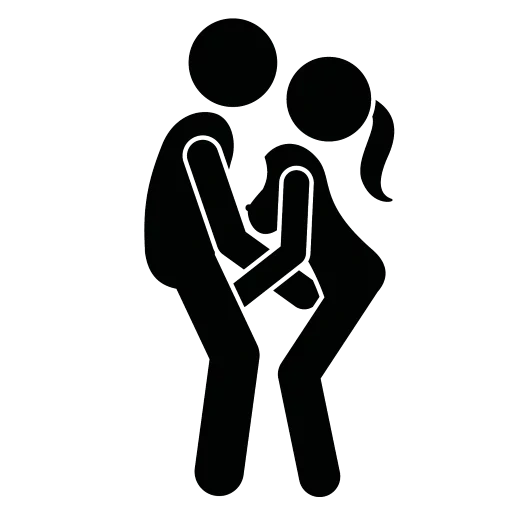 ícone de vapor, emblema de biuni, ícone de abraço, homens e mulheres pictográficos