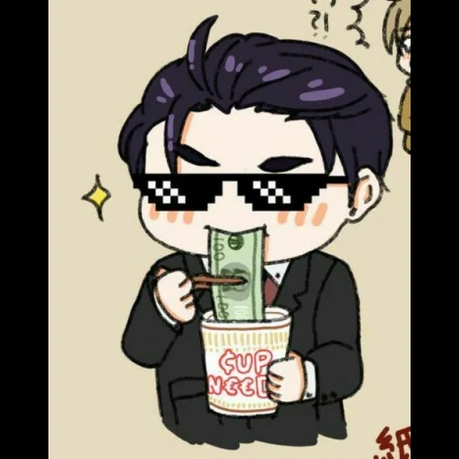 picture, anime detective, tony stark chibi, detective anime art, millionaire detective chibi