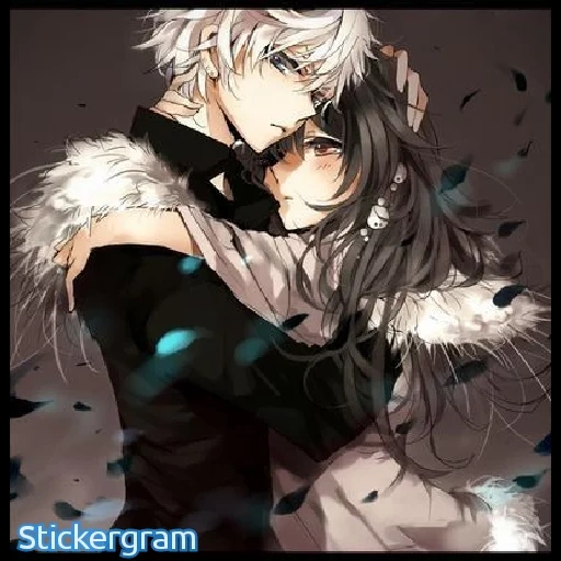 anime art, anime couples, anime manga, anime characters, white haired guy girl