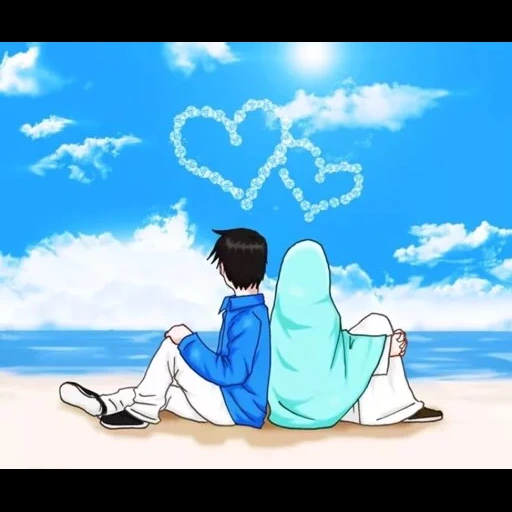 аниме пары, милые аниме, любовь исламе, картина суйуу, милые аниме пары