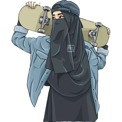 mujer joven, musulmán, dibujos islámicos, anime musulmán nikab, dibujos musulmanes