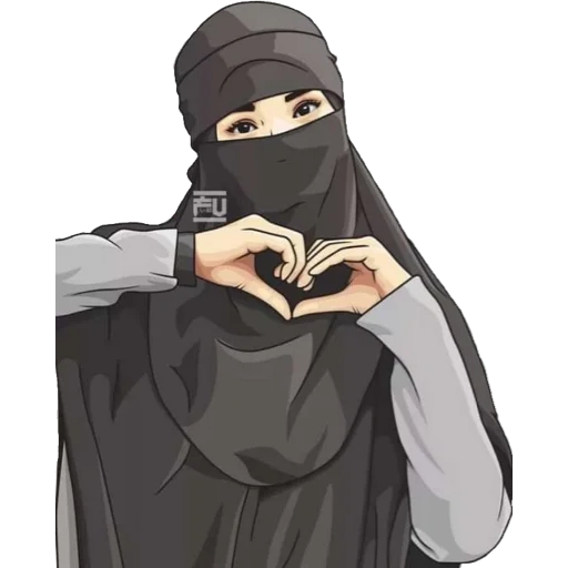 girl with hijab, muslim women's art, muslim cartoon nikabu, muslim women's headscarf, girl headscarf art
