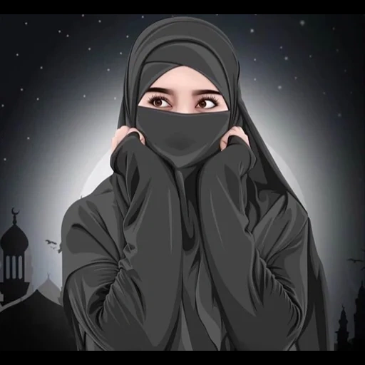 jovem, garota hijab, cartoon hijab, wanita berhijab, hadija bint huvaylid