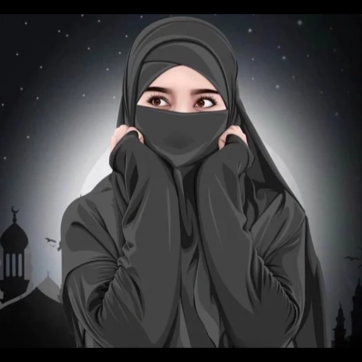 wanita muda, gadis jilbab, kartun hijab, wanita berhijab, hadija bint huvaylid