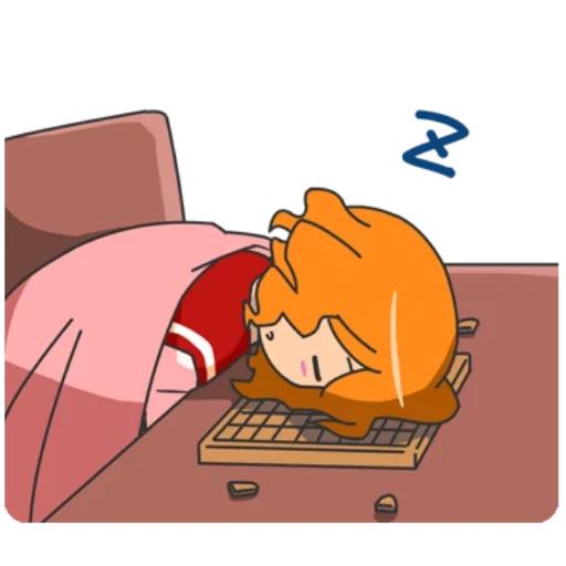 animation, kibbick is asleep, picture a dream, cartoon drawing, anime girl is asleep