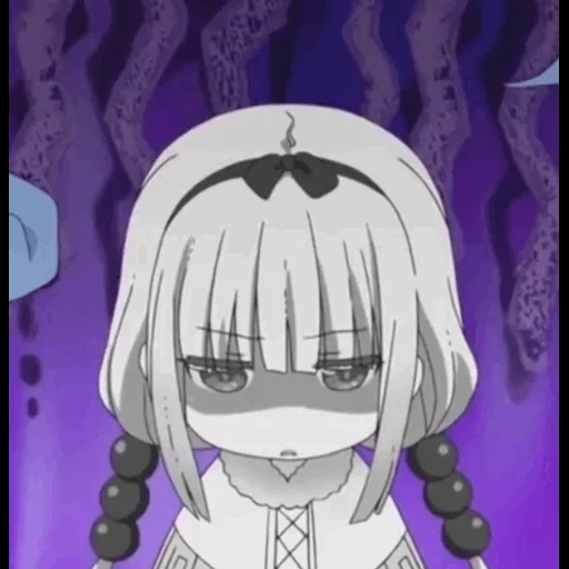 anime canna, kanna kamui, personnages d'anime, l'anime dragon de maid, dragon maid kobayashi cannes triste