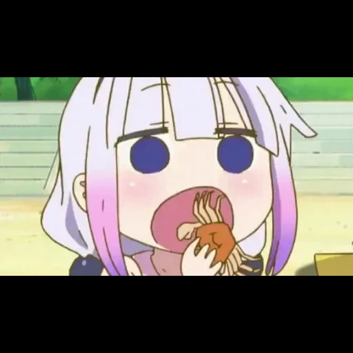 аниме, мемы аниме, аниме милые, аниме смешные, дракон-горничная кобаяши-сан канна ест