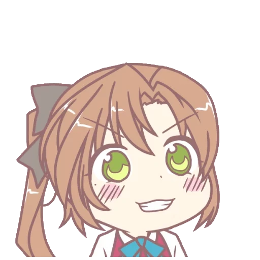 kunstanime, anime kawai, ddlc monika cat, pak anime emoji, misaki bandori chibi