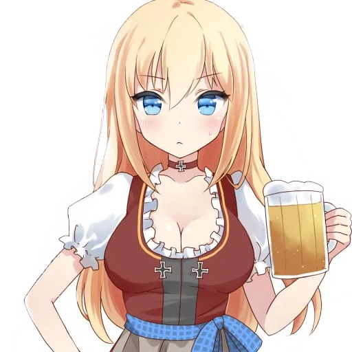 anime bier, bier trinken, oktoberfest anime, anime mädchen bier, anime day card bier ostsee