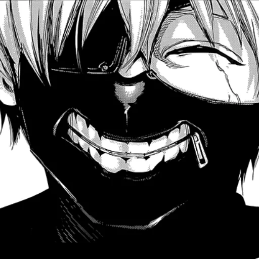 kaneki ken, манга канеки, токийский гуль, канеки кен улыбается манга, манга токийский гуль канеки